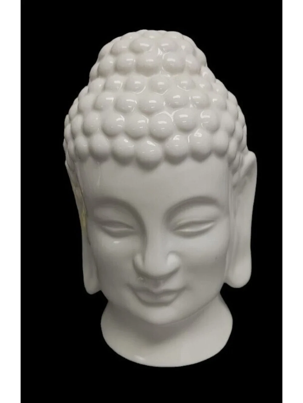 Buddha Head Night Light 7.25” Solid White Ceramic Electric Nightstand Table Lamp
